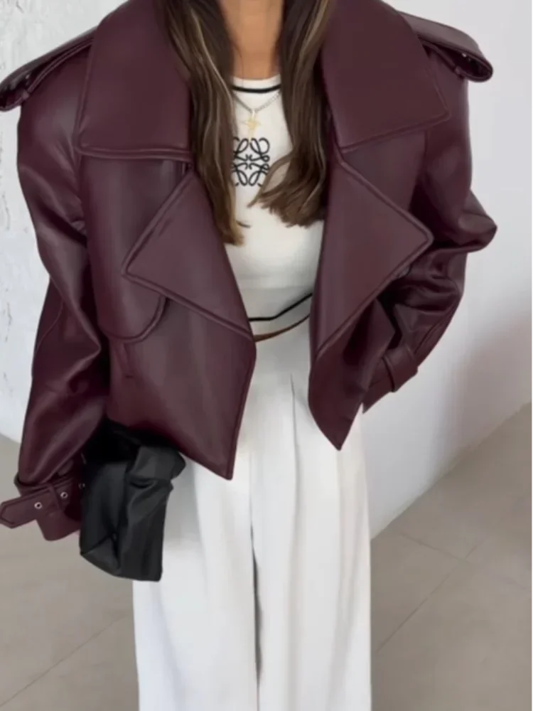 Burgundy Leren Jas