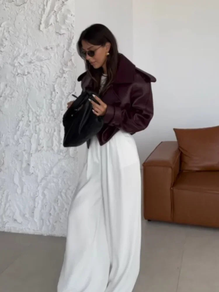 Burgundy Leren Jas