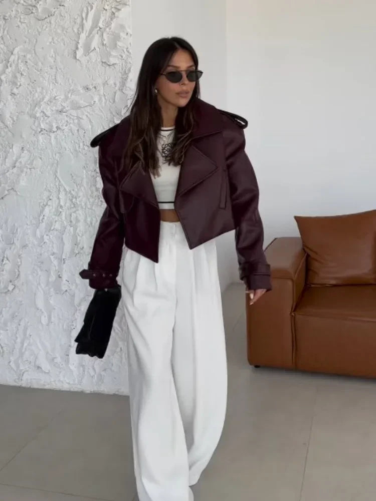 Burgundy Leren Jas