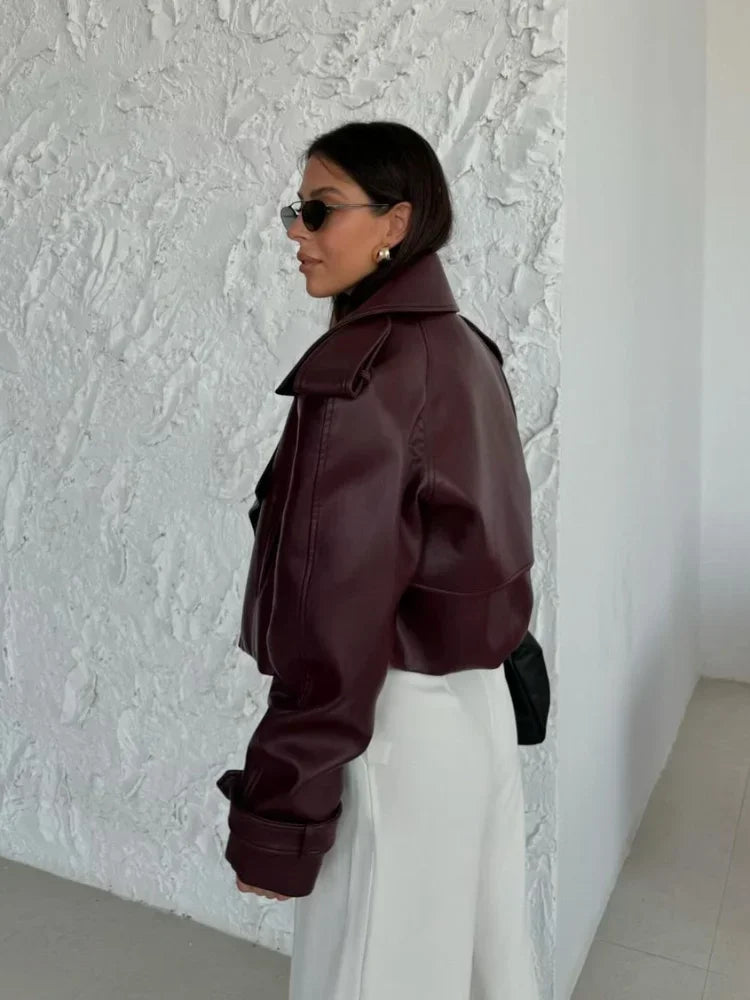 Burgundy Leren Jas