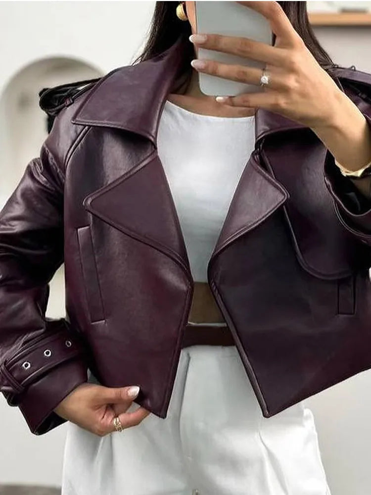 Burgundy Leren Jas